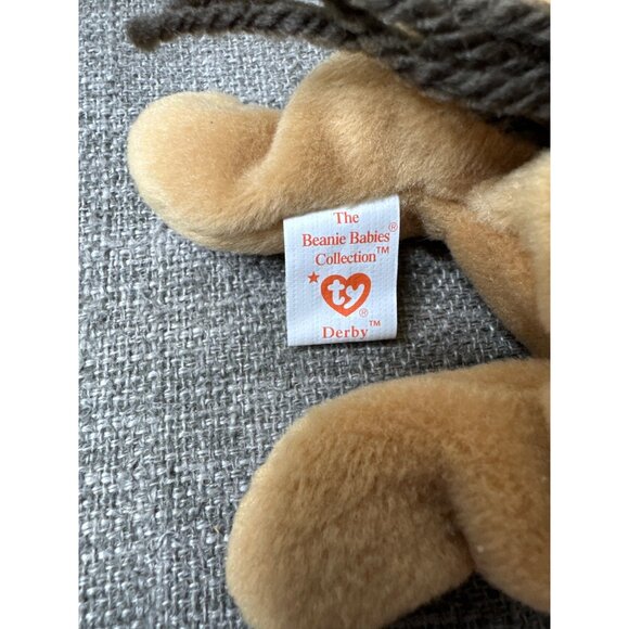 Vintage Ty Beanie Babies Collection Derby Horse Plush Toy 1995 Collectible - Picture 6 of 7